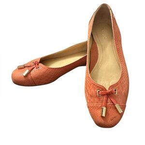 Nurture  Mayler Leather Ballet Shoes Flats Pink Orange Coral Snake Print & Gold